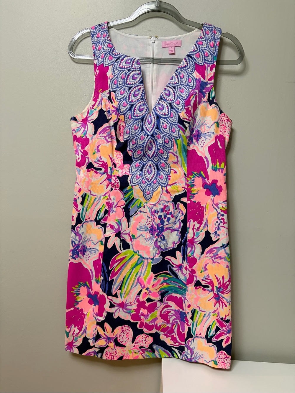 Lilly Pulitzer Women Fallon Shift Dress Tipping Point Floral neon pink Size 8